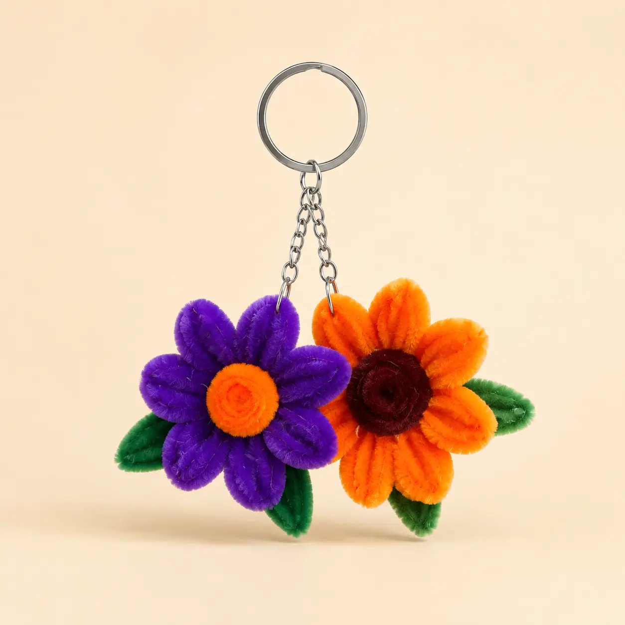 Two vivid flowers in one joyful bag charm.