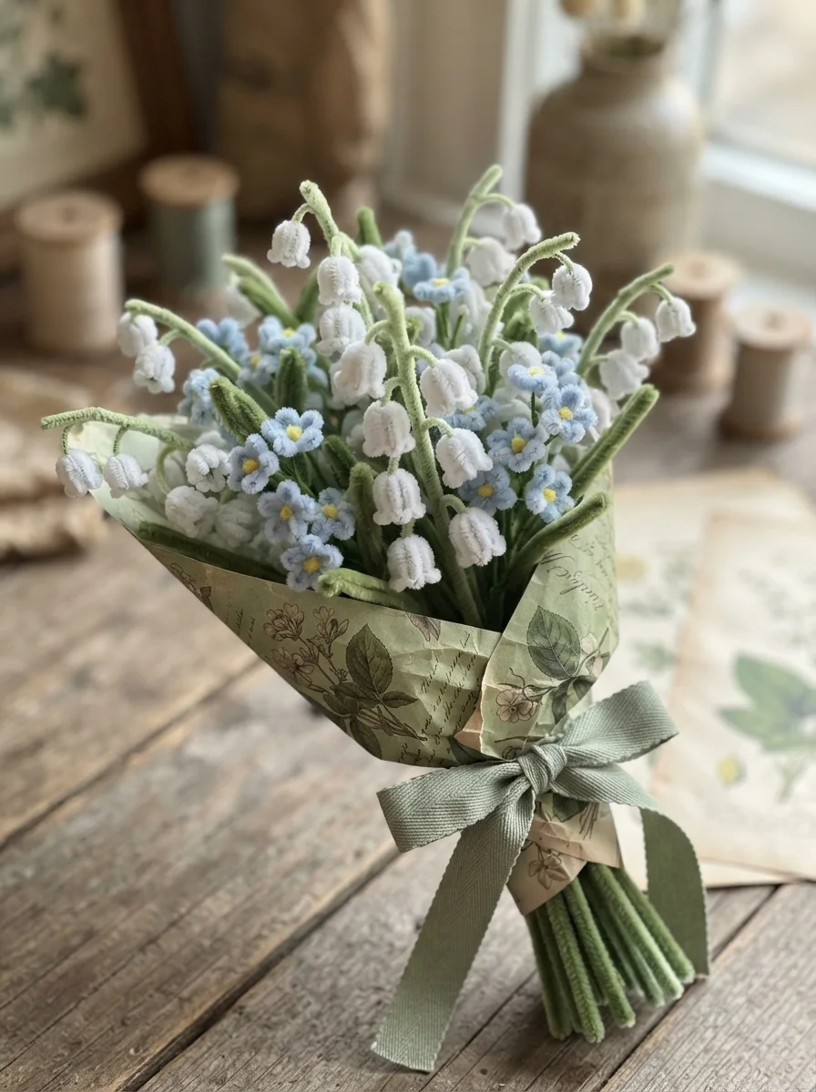 Fresh white bell-shaped blooms with delicate green stems.