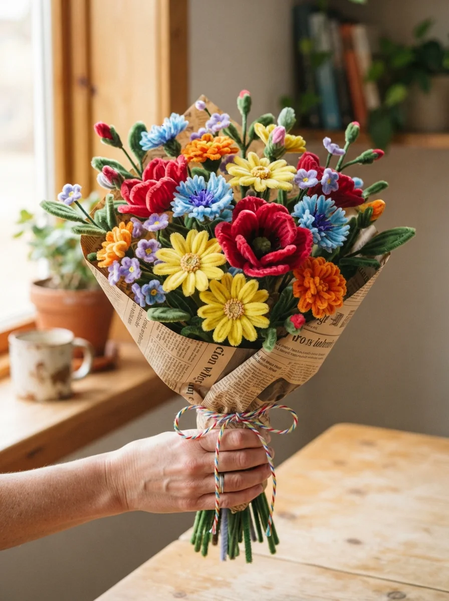 A full spectrum of handmade flowers for an unmistakably happy moment.